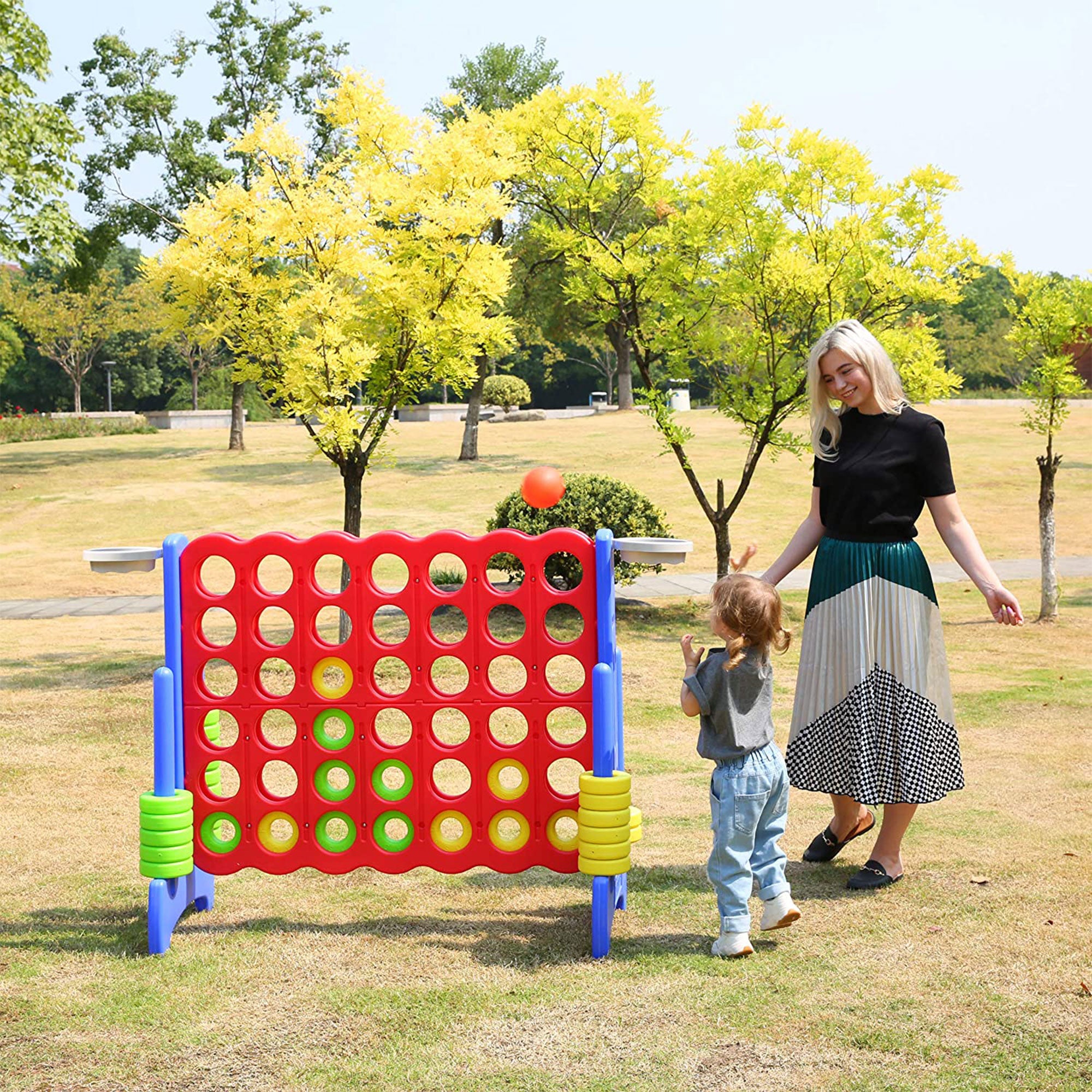 SDADI Giant 64" 4-In-A-Row Game & Basketball Game for Kids, Blue & Red(Open Box) - VMInnovations