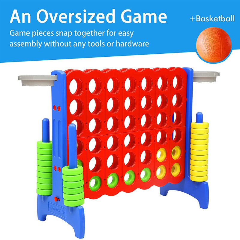 SDADI Giant 33 Inch 4-In-A-Row Game and Basketball Game for Kids, Blue and Red