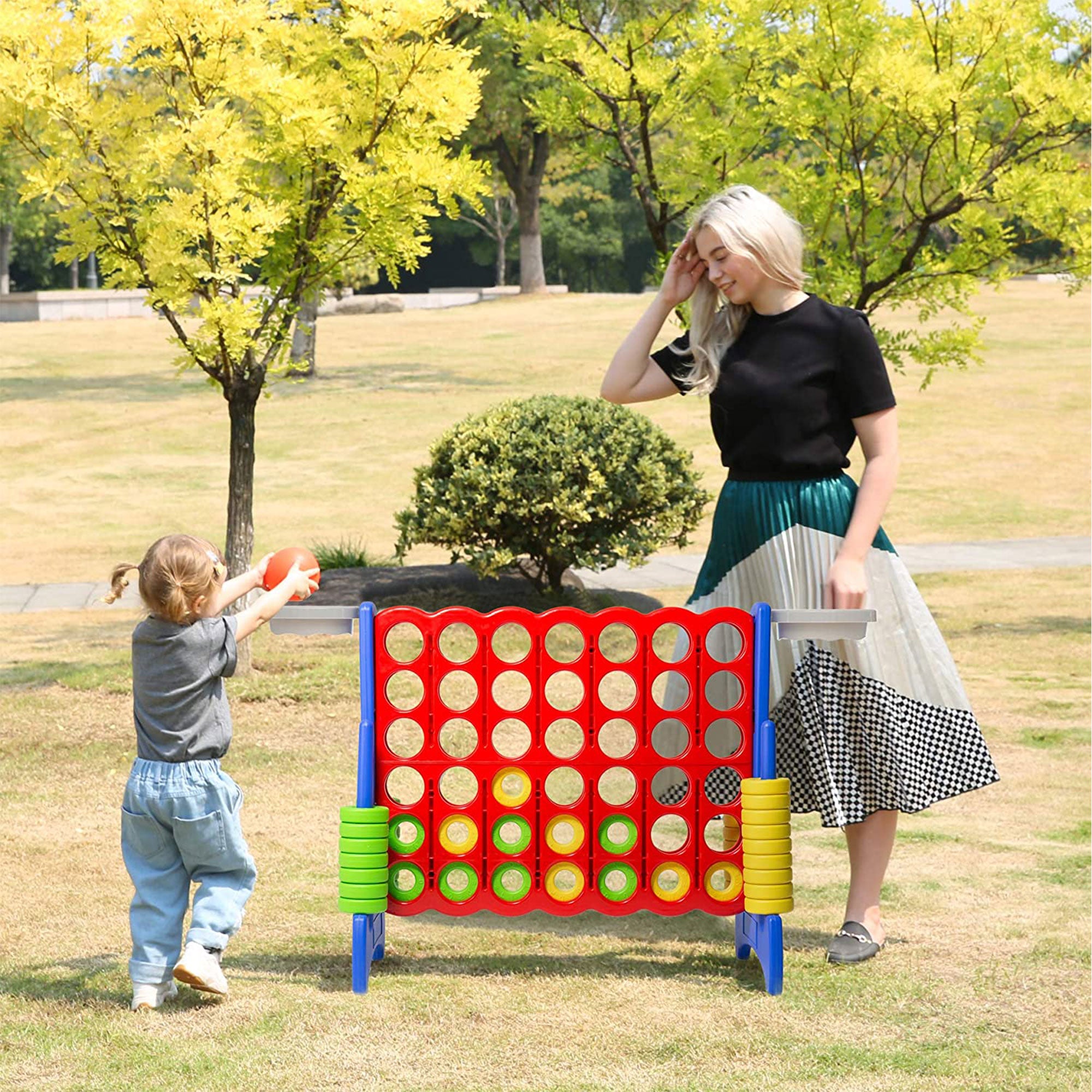 SDADI Giant 33 Inch 4-In-A-Row Game and Basketball Game for Kids, Blue and Red - VMInnovations