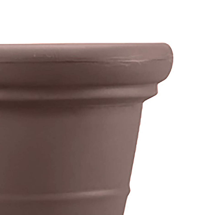 HC Companies 17 Inch Terrazzo Round House Planter Pot with Heavy Rim, Chocolate - VMInnovations
