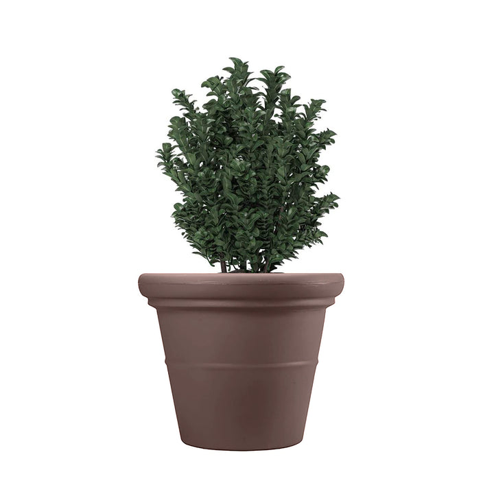 HC Companies 17 Inch Terrazzo Round House Planter Pot with Heavy Rim, Chocolate - VMInnovations