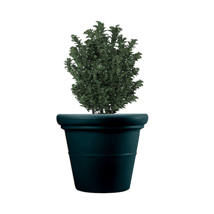 HC Companies 17 Inch Terrazzo Round House Planter Pot with Heavy Rim, Black - VMInnovations