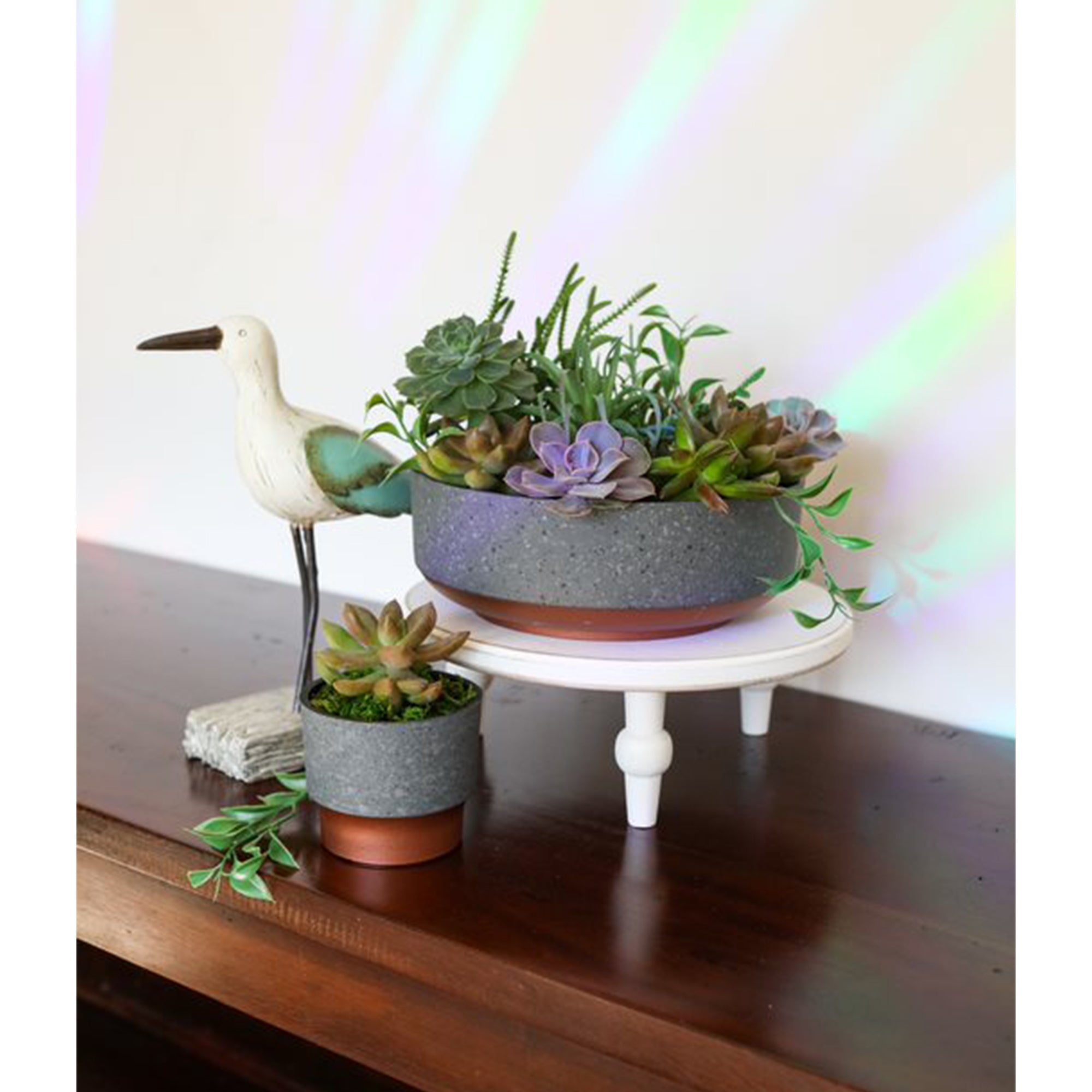 The HC Companies 8 In Bowl Succulent Planter, Faux Concrete Copper (Open Box) - VMInnovations