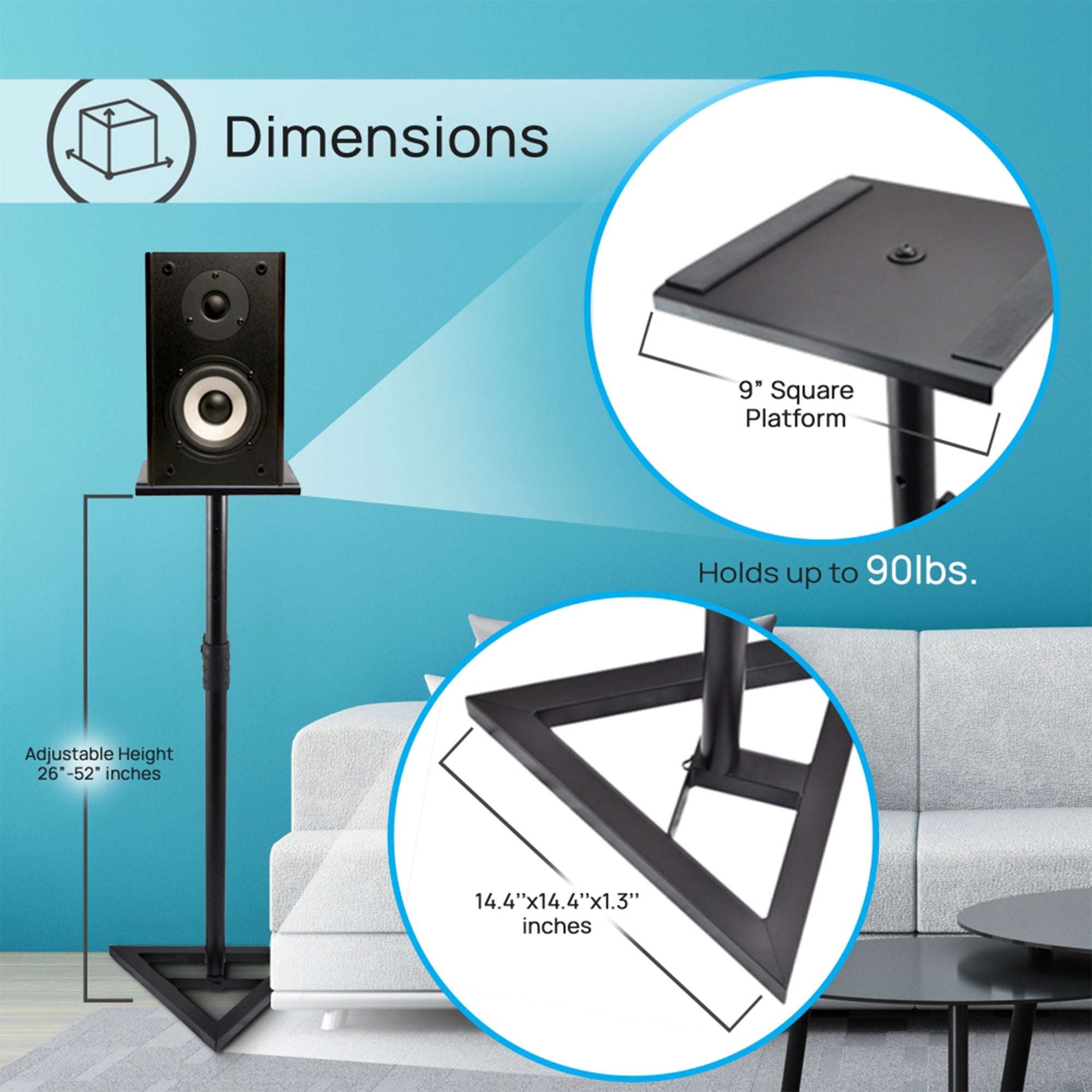 PylePro PSTND35.5 Telescoping Heavy Studio Monitor Speaker Stands (Open Box) - VMInnovations
