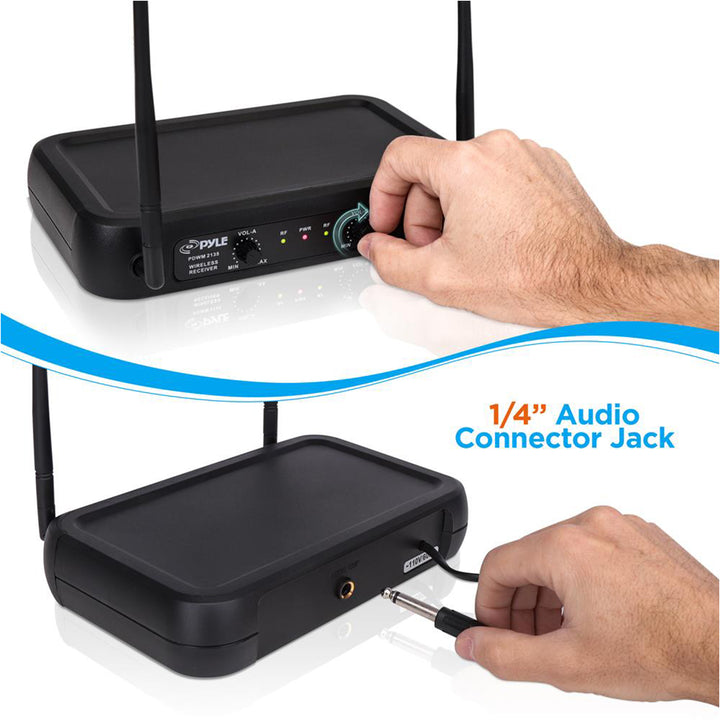 Pyle Fixed Frequency Wireless Handheld Karaoke Microphones with 2 Handheld Mics - VMInnovations