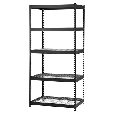 Adjustable 5 Shelf Durable Steel Storage Organization Shelving Unit, Black(Used)