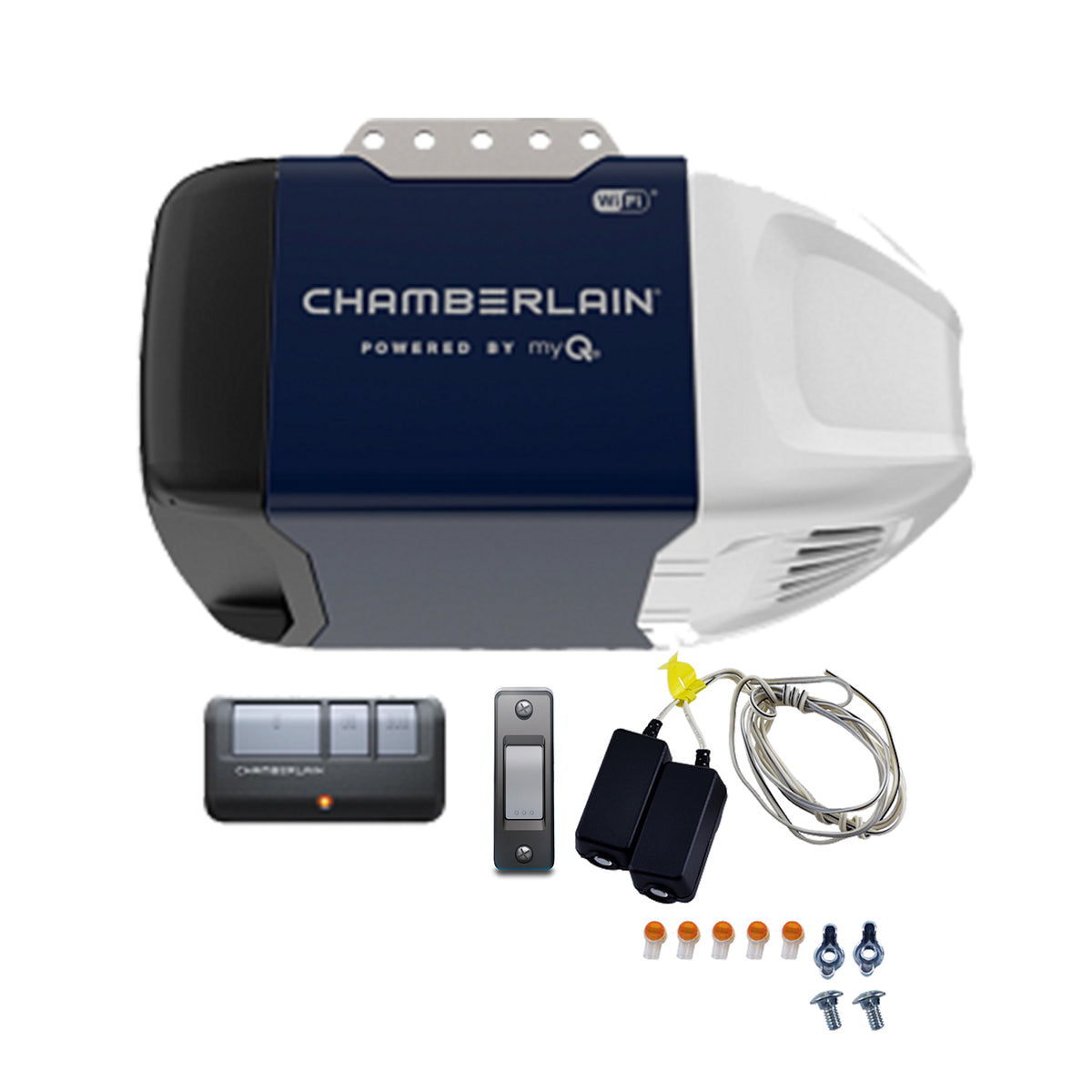 CHAMBERLAIN Chain Drive Garage Door Opener with Sensors and Control (Damaged)