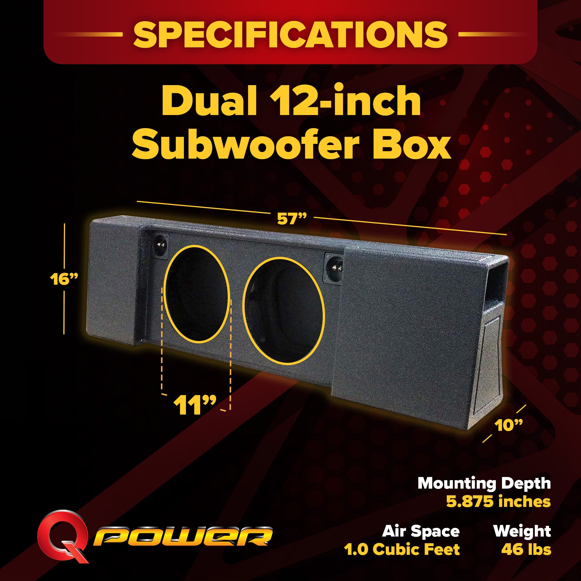 QPower Dual 12" Sub Box - Ford F150 SuperCrew 09-26, F250/F350 Super Duty 17-26