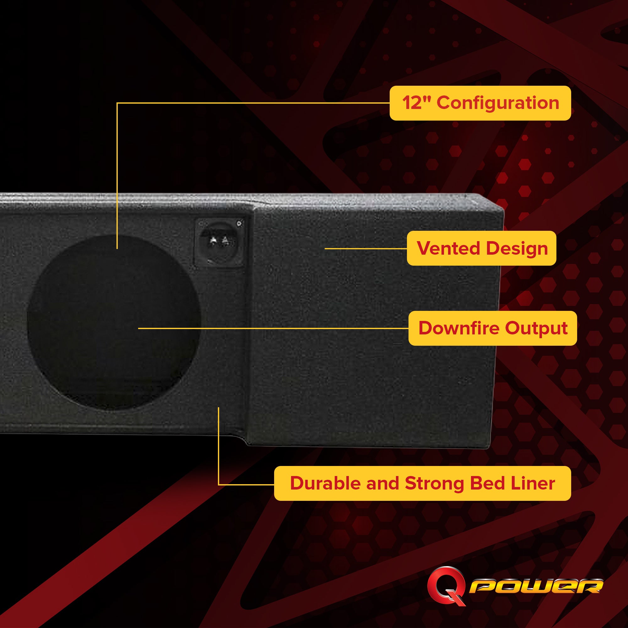 QPower Dual 12" Sub Box - Ford F150 SuperCrew 09-26, F250/F350 Super Duty 17-26