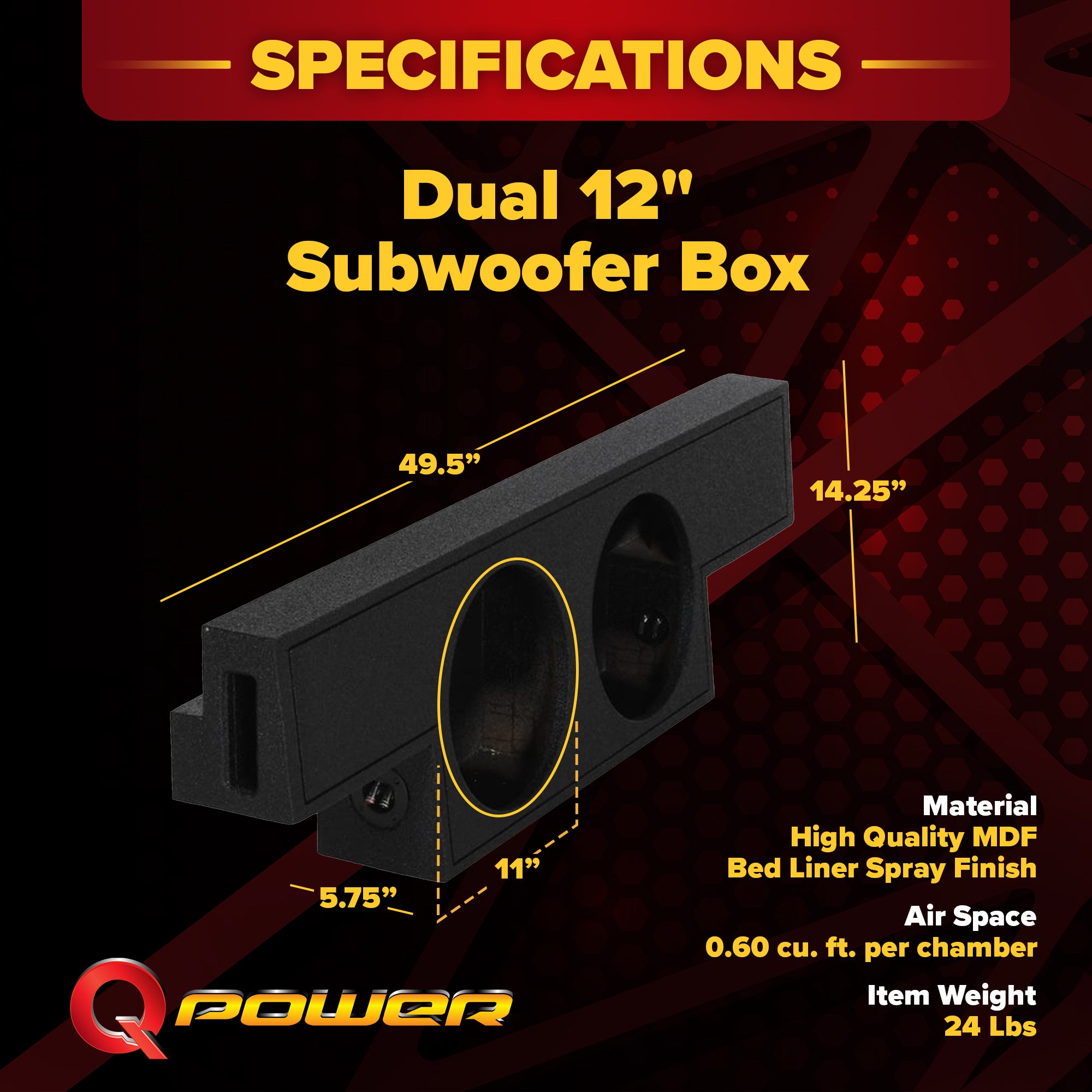QPower Dual 12" Sub Box for Chevy Silverado 1500, GMC Sierra 1500 (Non-HD) 04-06