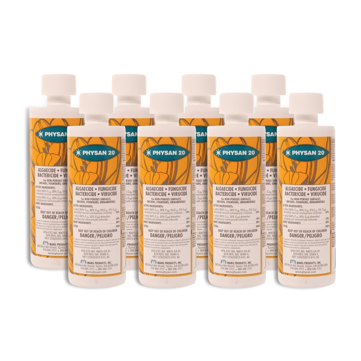 Hydrofarm Physan 20 Disinfectant Fungicide Virucide Algaecide, 16 Oz (8 Pack)