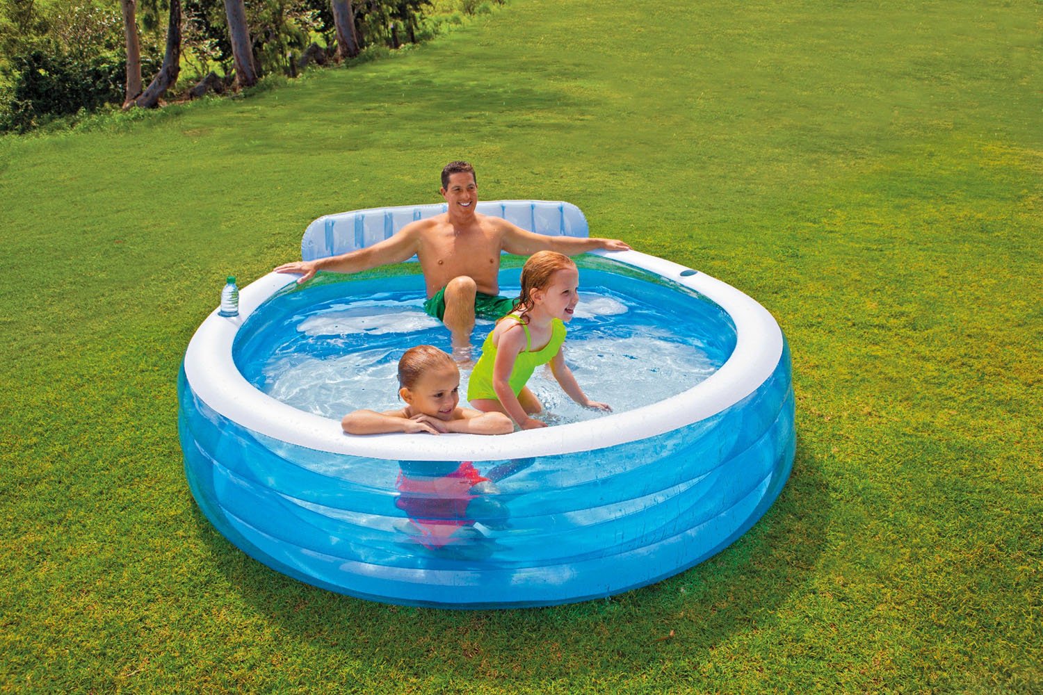 Intex Family Pool Lounge with Built In Bench (2 Pack) and 8’ Pool Cover (2 Pack)