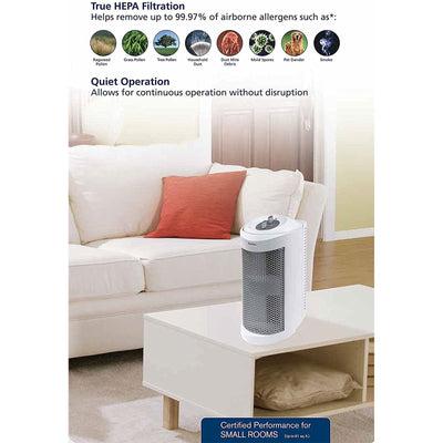 Holmes Indoor Mini Tower Air Purifier & Odor Eliminator for Small Spaces, White