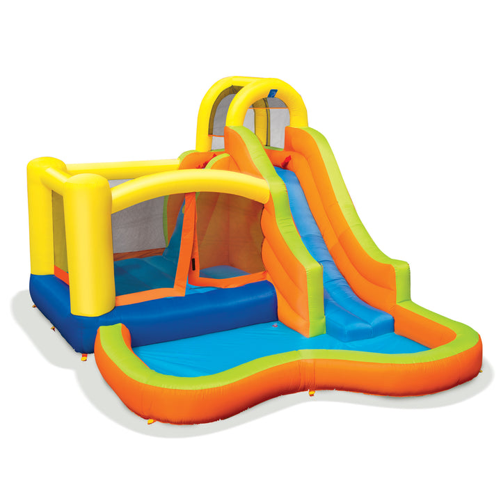 Banzai Sun 'N Splash Fun Inflatable Bounce House and Water Slide w/ Accessories - VMInnovations