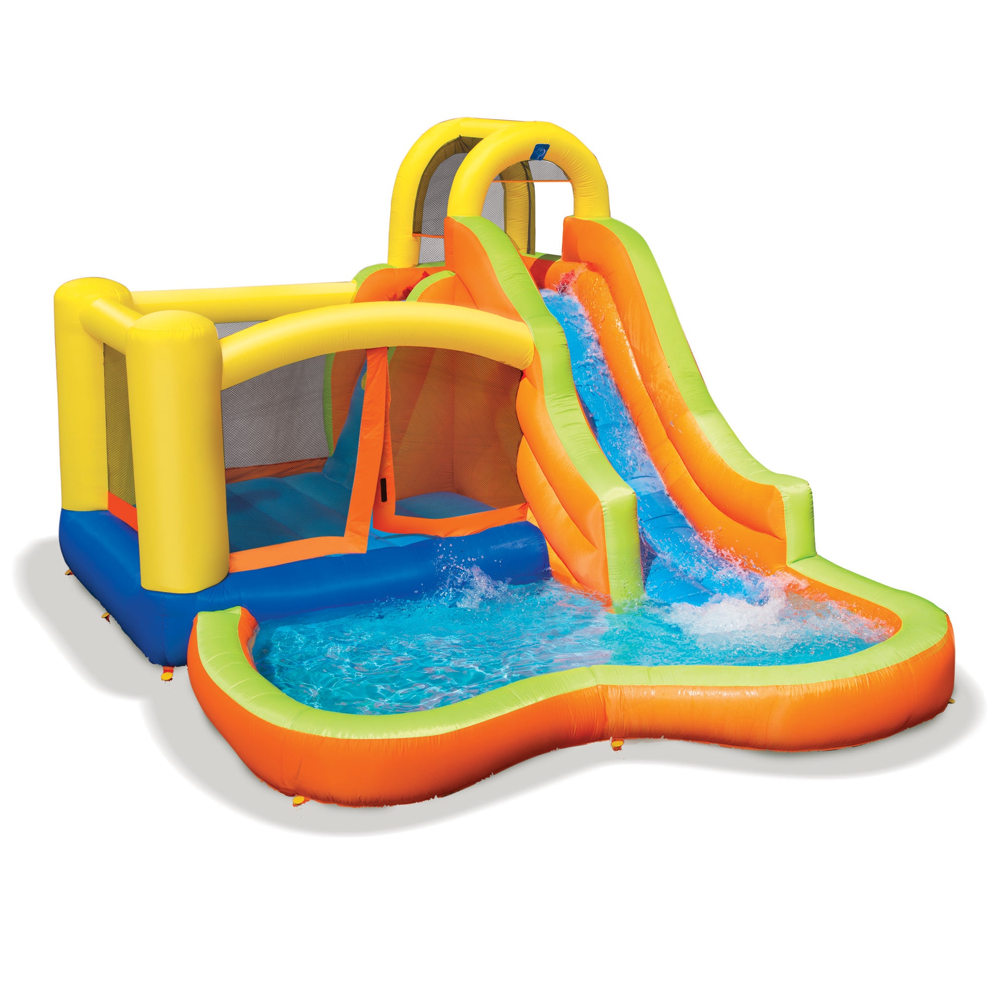 Banzai Sun 'N Splash Fun Inflatable Bounce House and Water Slide w/ Accessories - VMInnovations