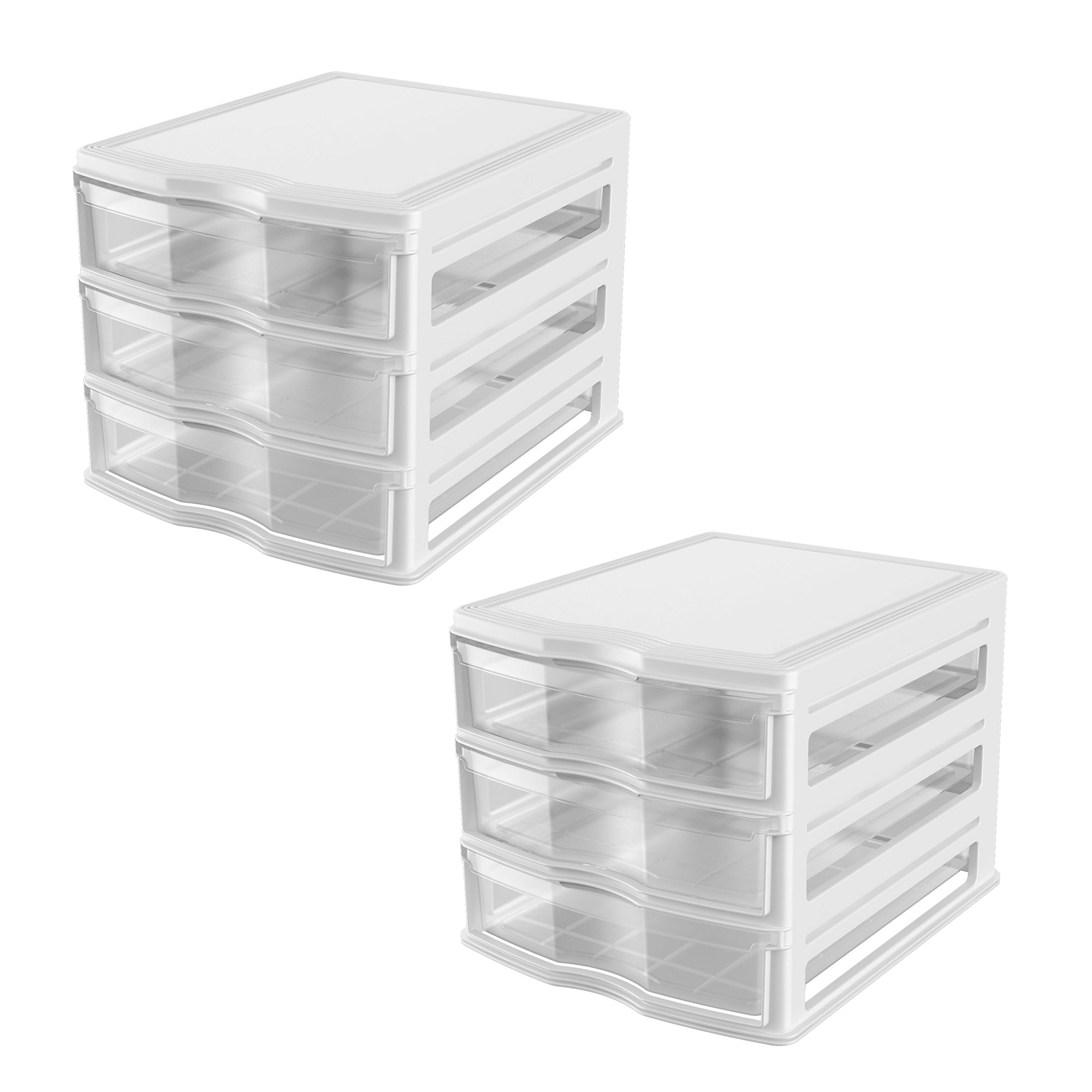 Life Story 3 Drawer Stackable Shelf Organizer Storage Drawers, White (2 Pack) - VMInnovations