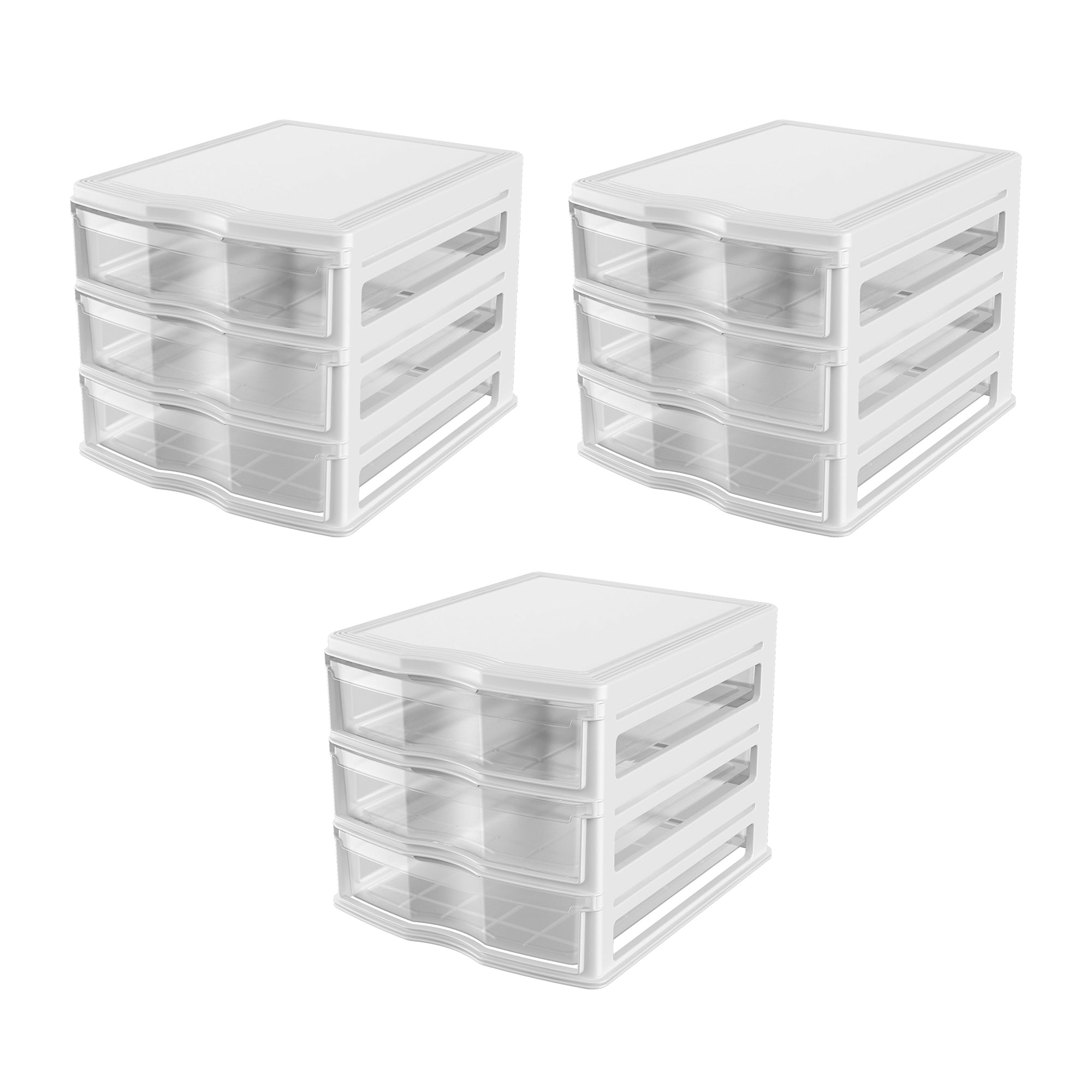 Life Story 3 Drawer Stackable Shelf Organizer Storage Drawers, White (3 Pack) - VMInnovations