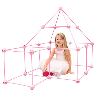 Funphix Indoor Building Glow in the Dark Pink Pole Ball Fort Play Kit, 99 pieces