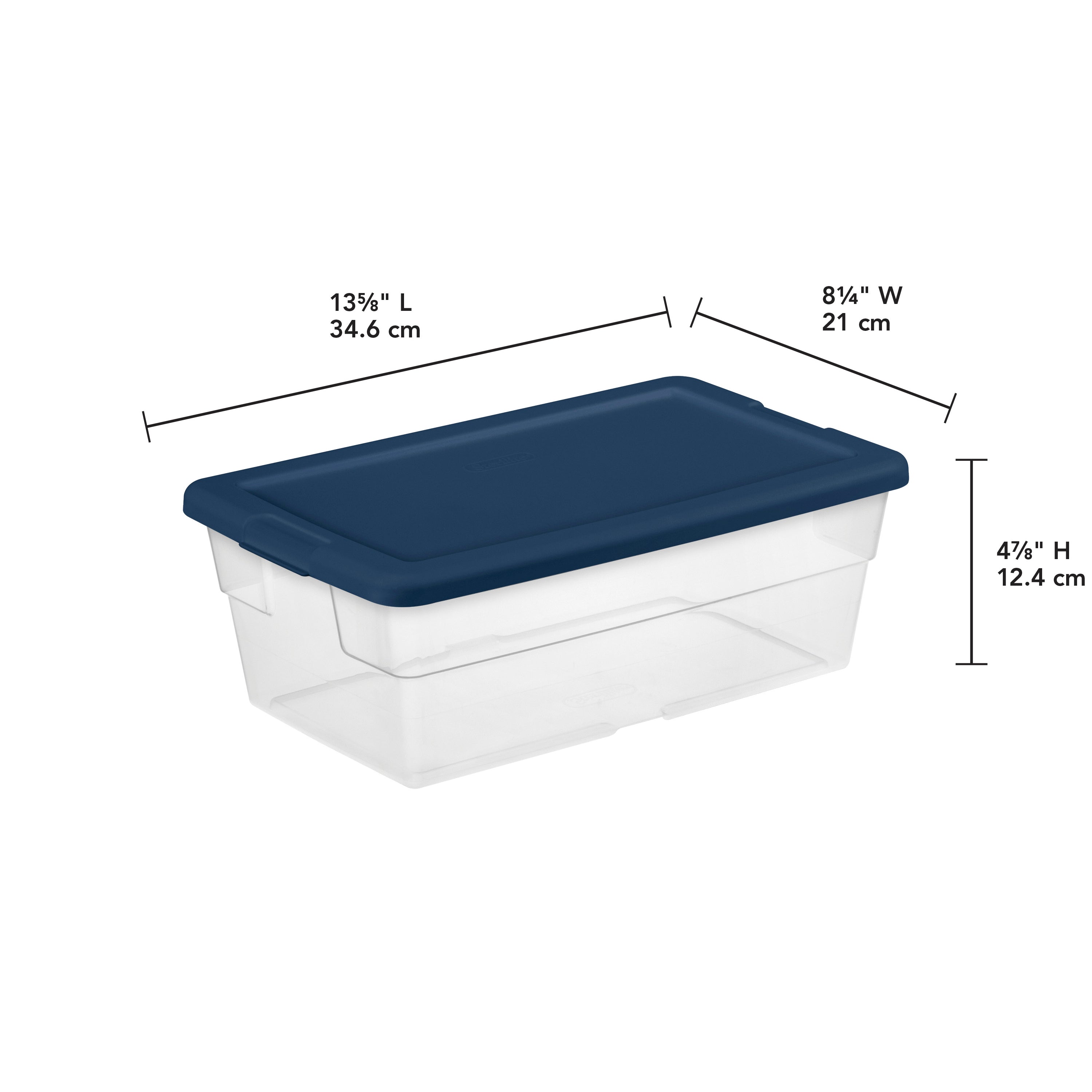 Sterilite Stackable 6 Quart Storage Box Container, Marine Blue Lid (120 Pack)
