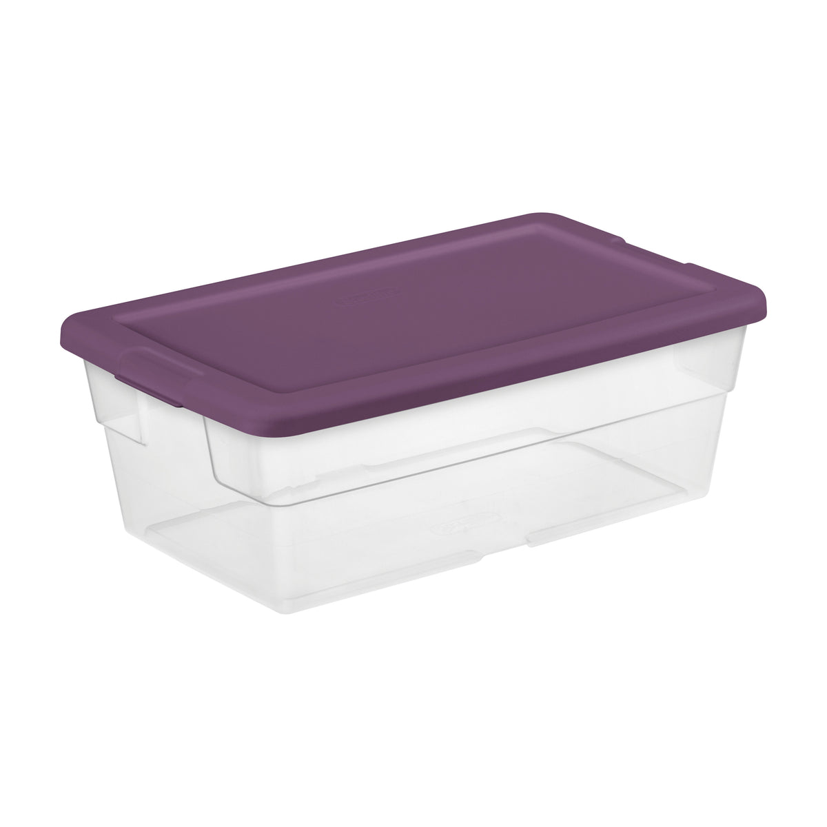 Sterilite Stackable 6 Qt Storage Box Container, Clear, Moda Purple Lid (60 Pack)