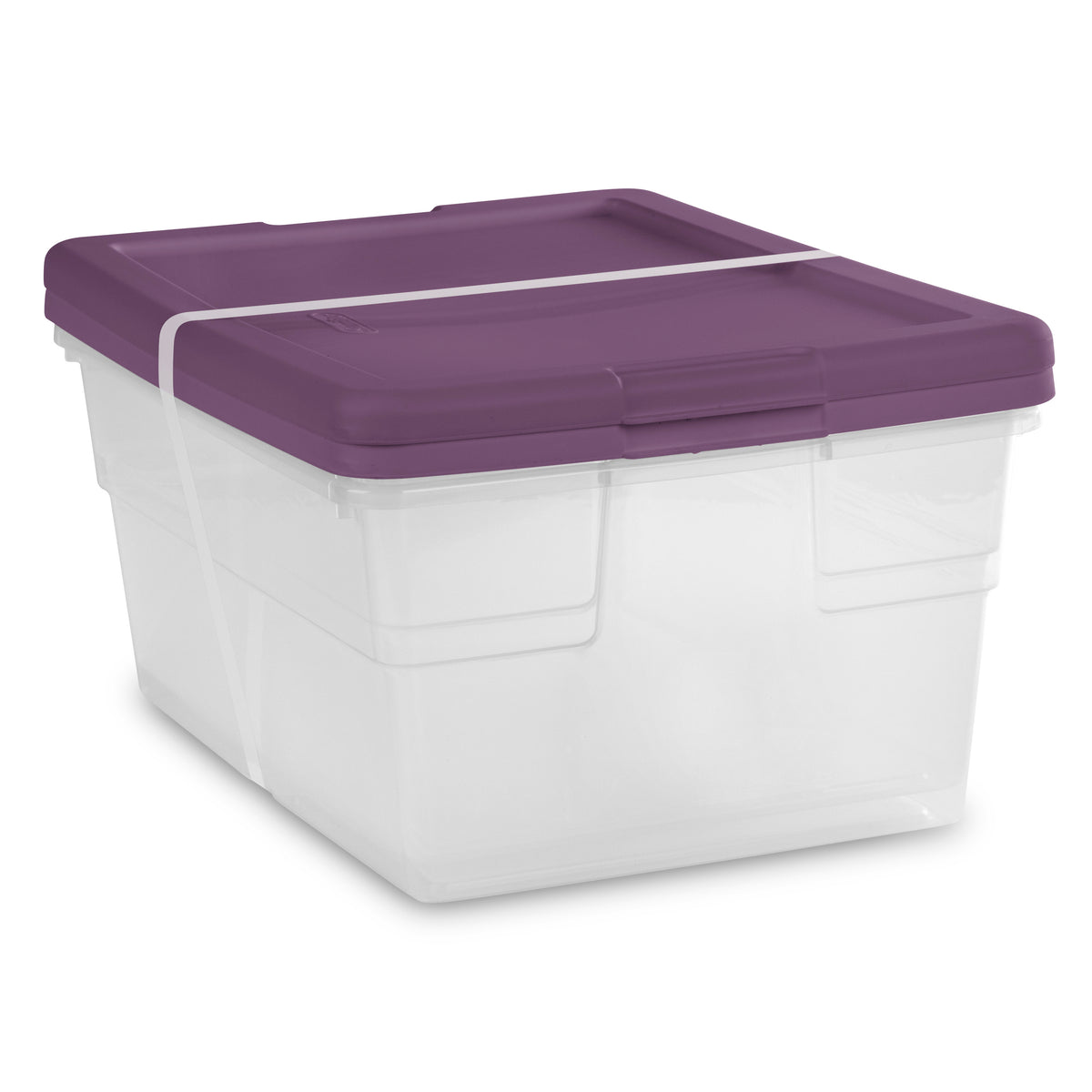 Sterilite Stackable 16 Qt Storage Container, Clear with Purple Lid, (48 Pack)