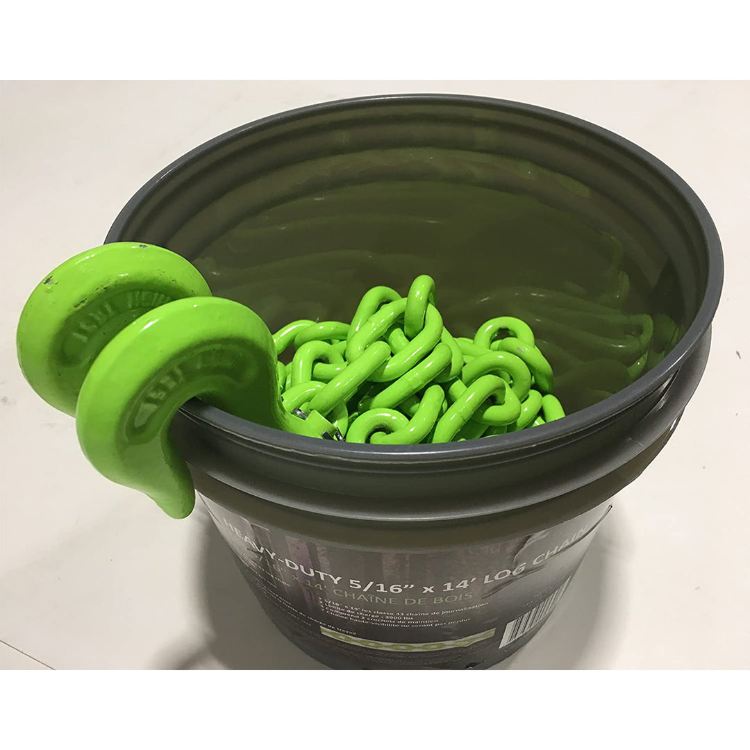 Timber Tuff 5/16 In x 14 Ft Multipurpose Grade 43 Log Chain with Hooks, Green - VMInnovations