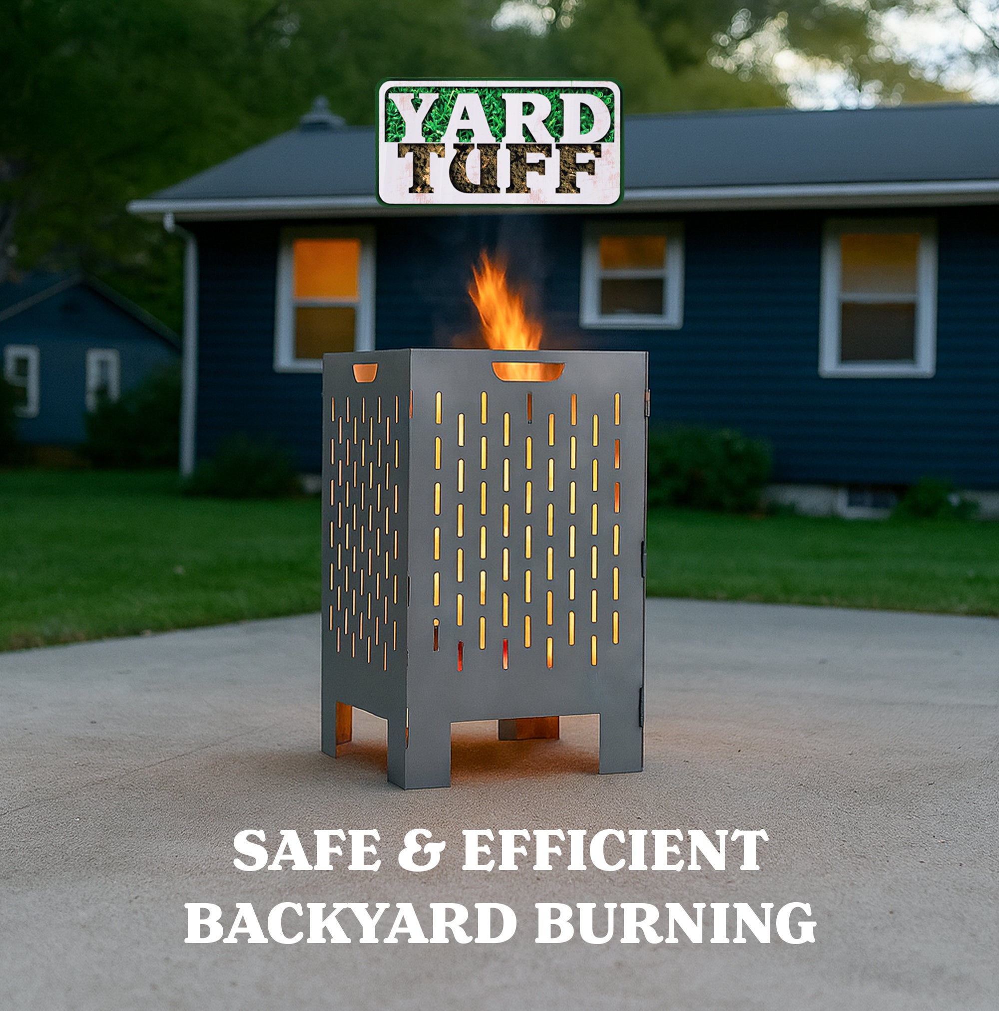 Yard Tuff YTF-202036BC 20 x 20 x 36 Inch Steel Burn Cage with Vent Holes, Gray - VMInnovations