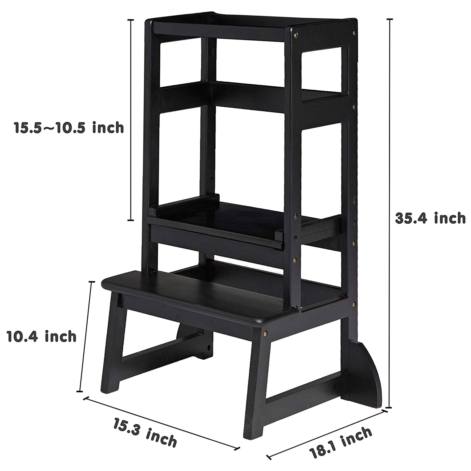 SDADI Mother's Helper Adjustable Height Kids Kitchen Step Stool, Black (Used) - VMInnovations