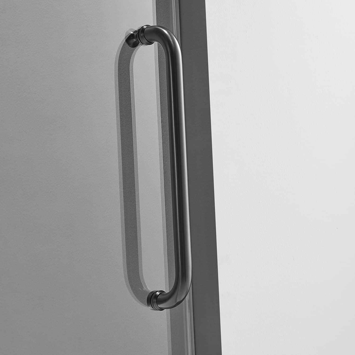 Serene Valley 72 x 76 Inch Big Roller Frameless Sliding Shower Door, Matte Black
