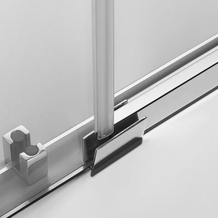 Serene Valley 72 x 74 Inch Square Rail Frameless Sliding Shower Door, Chrome - VMInnovations