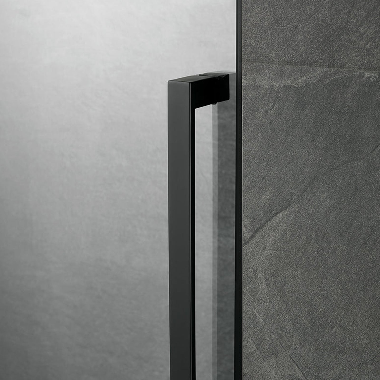 Serene Valley 68 x 74 Inch Square Rail Frameless Sliding Shower Door, Black - VMInnovations
