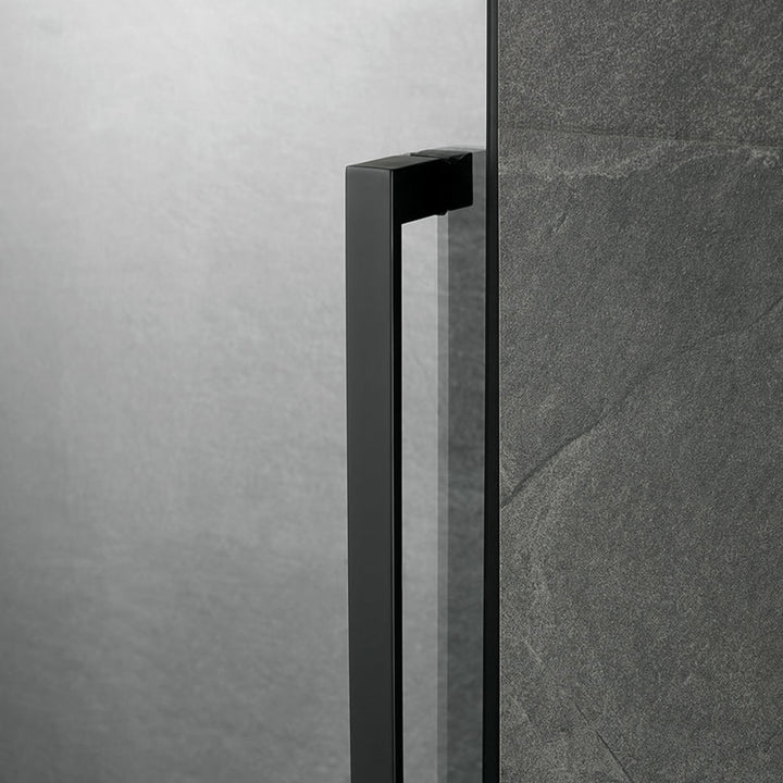 Serene Valley 68 x 74 Inch Square Rail Frameless Sliding Shower Door, Black - VMInnovations