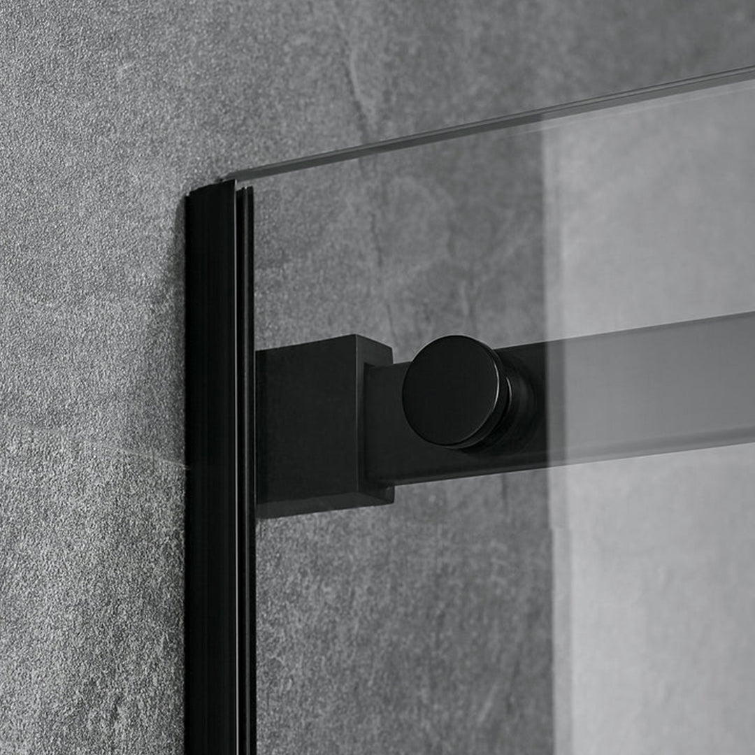 Serene Valley 68 x 74 Inch Square Rail Frameless Sliding Shower Door, Black - VMInnovations