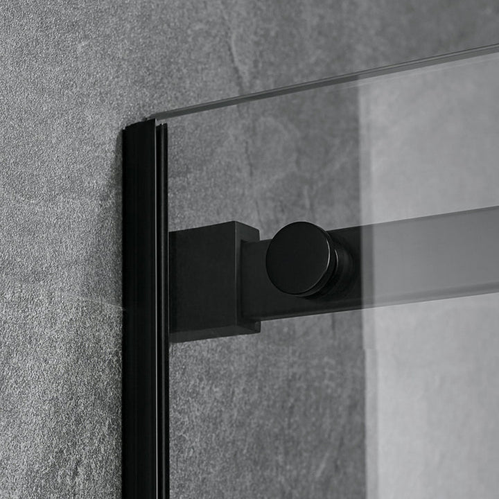 Serene Valley 68 x 74 Inch Square Rail Frameless Sliding Shower Door, Black - VMInnovations