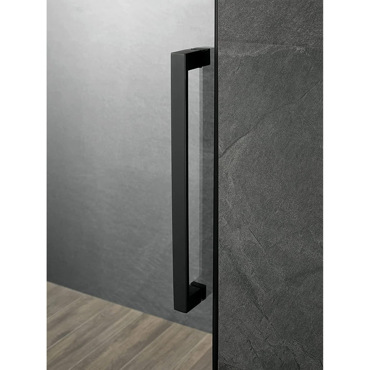 Serene Valley 48 x 74 Inch Square Rail Frameless Sliding Shower Door, Black - VMInnovations