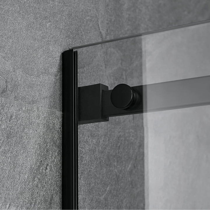 Serene Valley 48 x 74 Inch Square Rail Frameless Sliding Shower Door, Black - VMInnovations