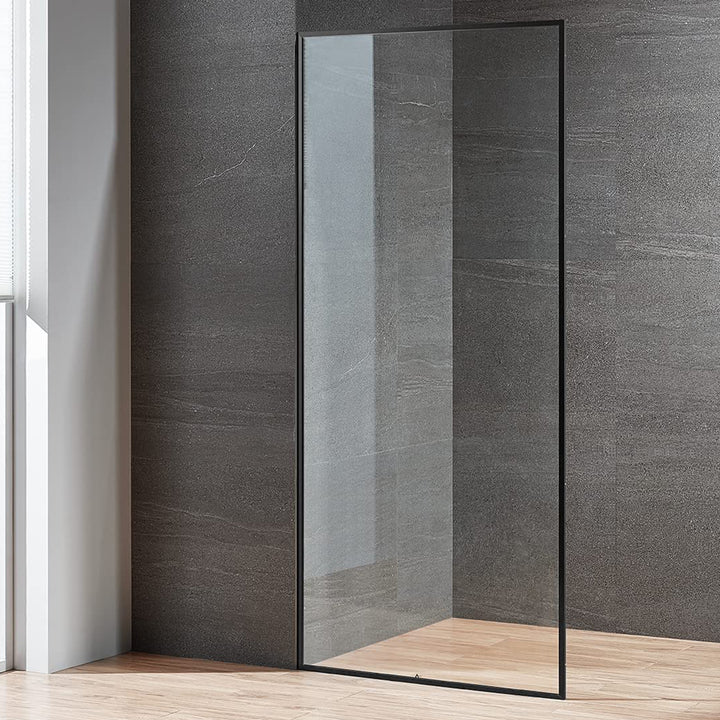Serene Valley 34 x 72 Inch Tempered Glass Stand Alone Shower Screen, Matte Black - VMInnovations