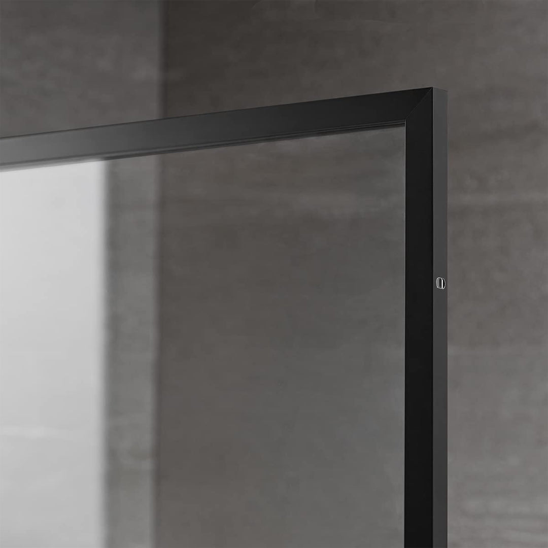 Serene Valley 34 x 72 Inch Tempered Glass Stand Alone Shower Screen, Matte Black - VMInnovations
