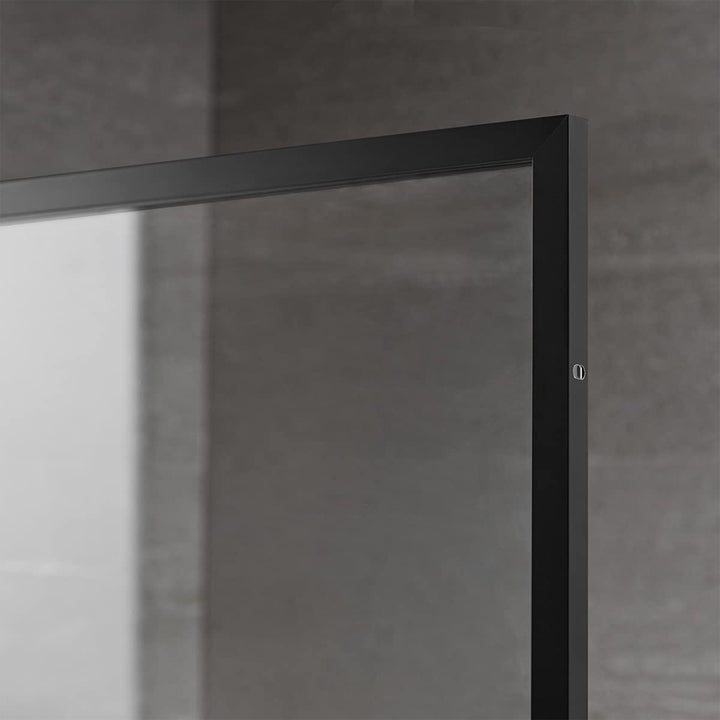 Serene Valley 34 x 72 Inch Tempered Glass Stand Alone Shower Screen, Matte Black - VMInnovations