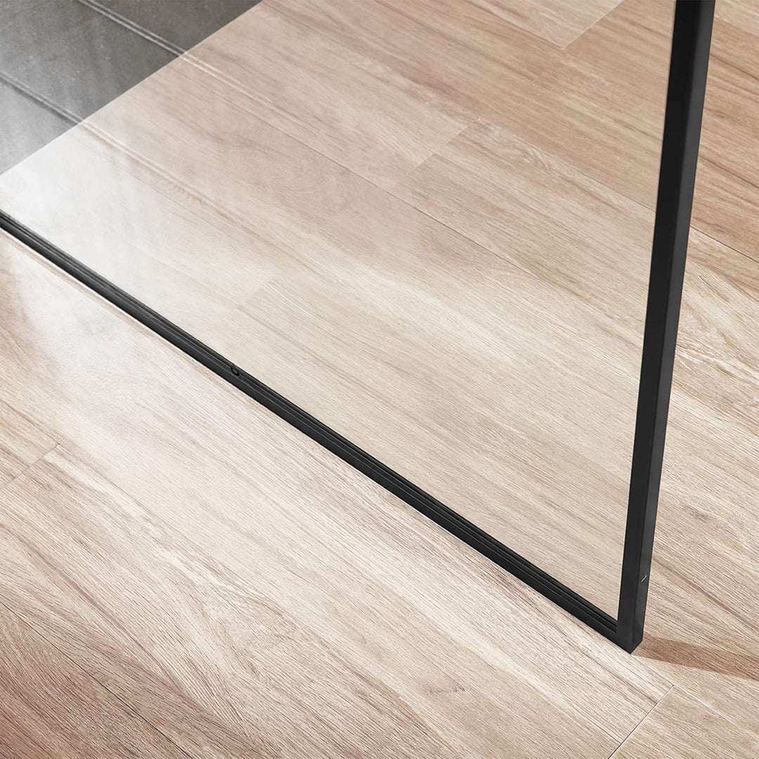 Serene Valley 34 x 72 Inch Tempered Glass Stand Alone Shower Screen, Matte Black - VMInnovations