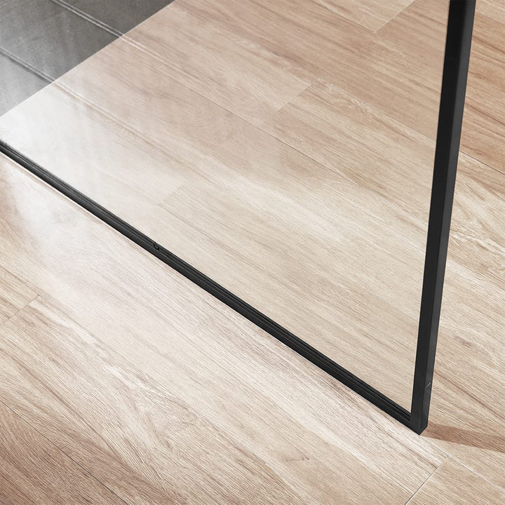 Serene Valley 34 x 72 Inch Tempered Glass Stand Alone Shower Screen, Matte Black - VMInnovations