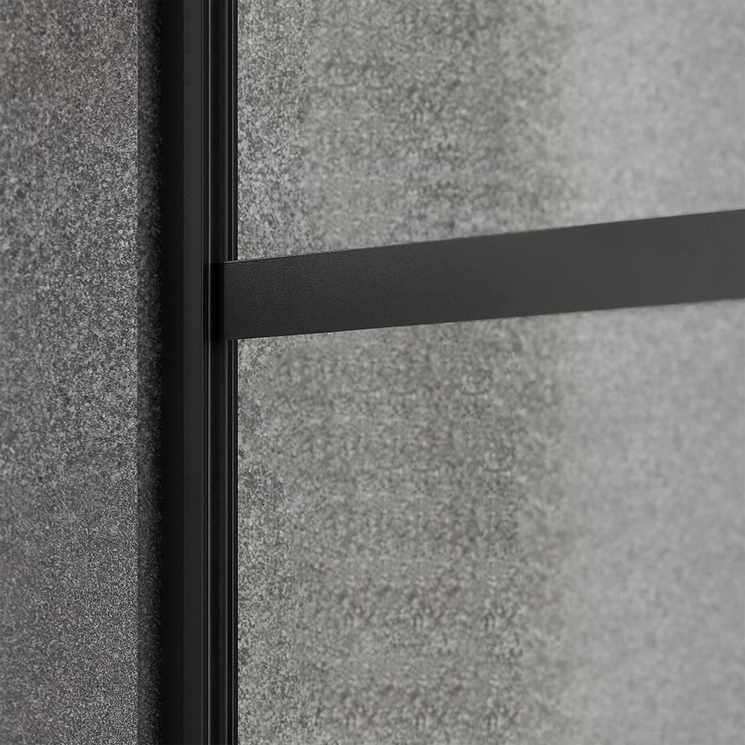 Serene Valley 34 x 72 Inch Tempered Glass Stand Alone Shower Screen, Matte Black - VMInnovations