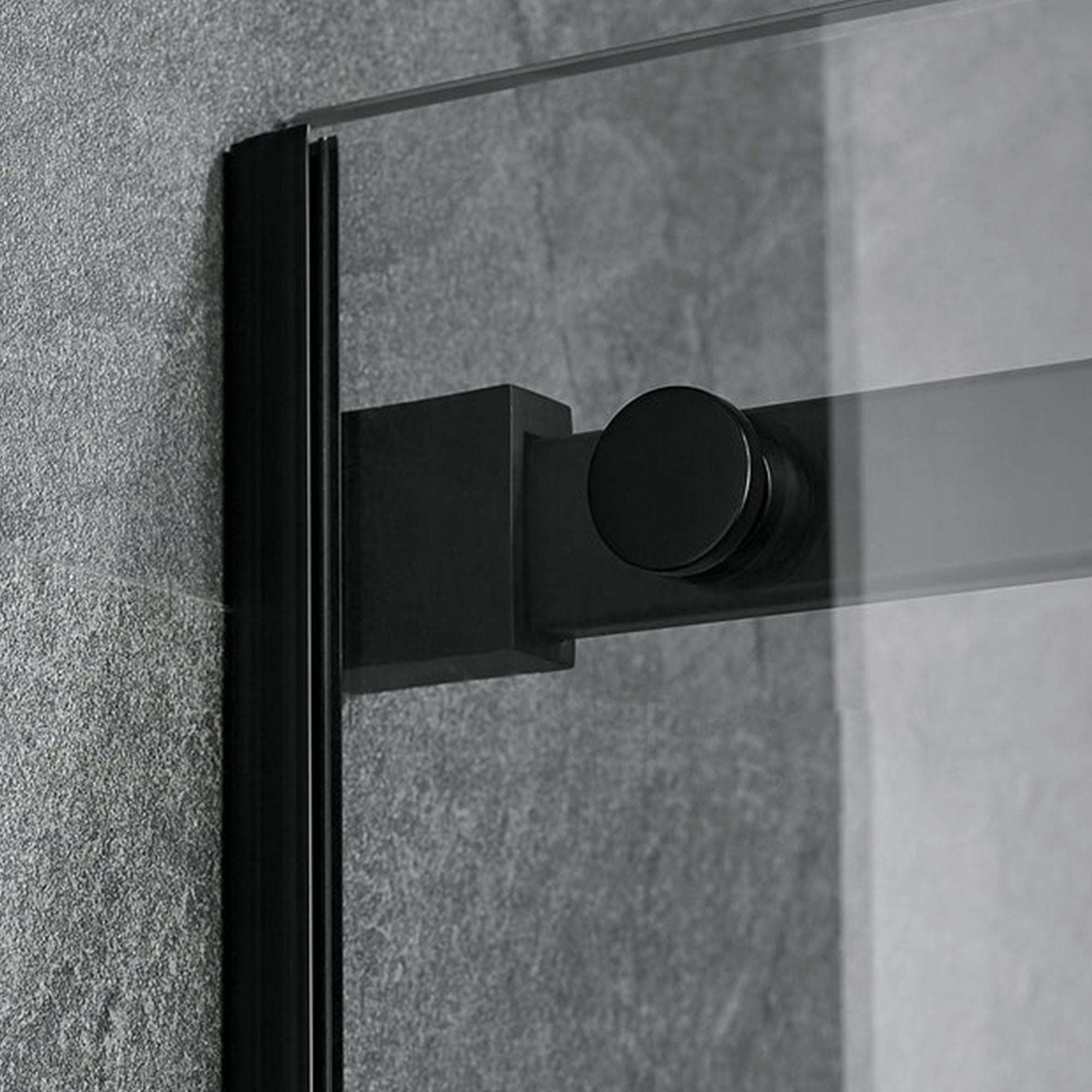 Serene Valley 72 x 74 Inch Square Rail Frameless Sliding Shower Door, Black