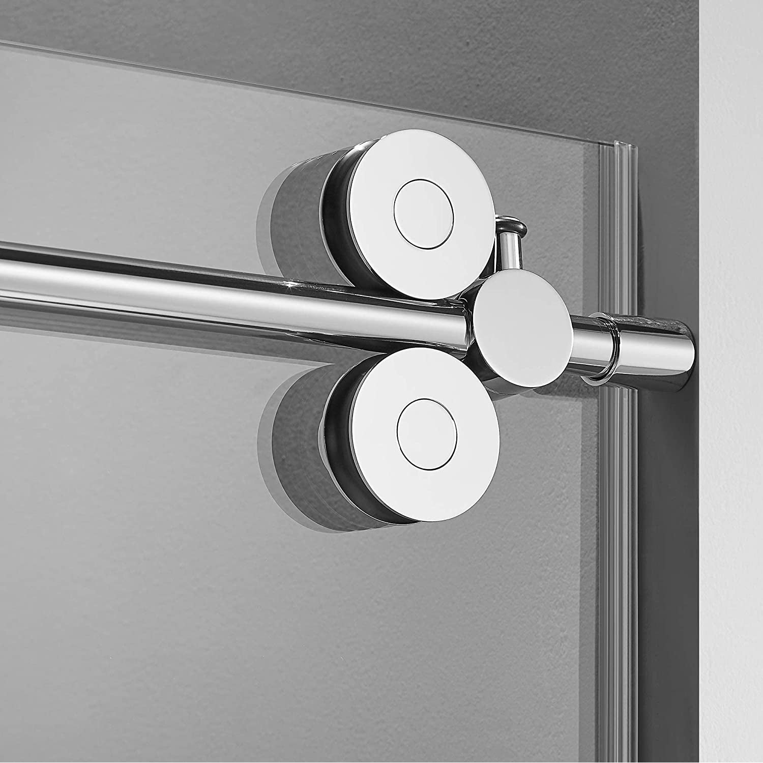Serene Valley 60 x 74 Inch Big Roller Frameless Sliding Shower Door, Chrome