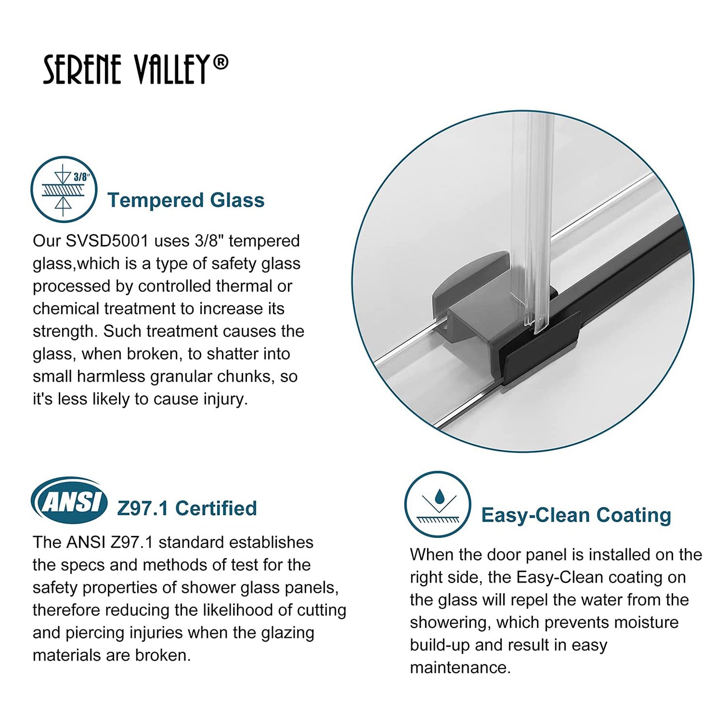 Serene Valley 72 x 74" Big Roller Frameless Sliding Shower Door, Brushed Nickel - VMInnovations
