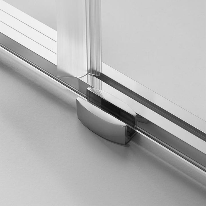 Serene Valley 60 x 66 Inch Square Rail Frameless Sliding Shower Door, Chrome - VMInnovations