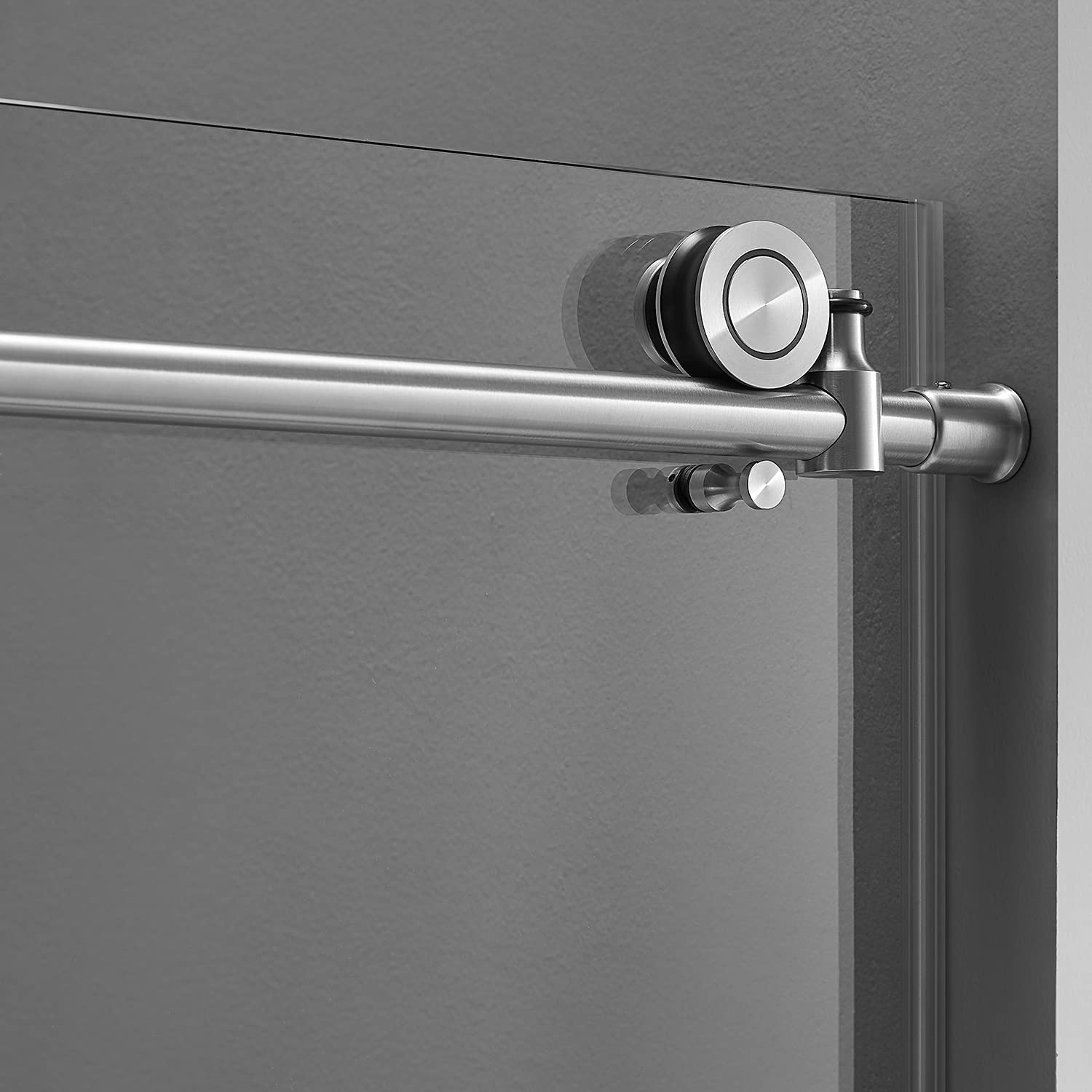 Serene Valley 60 x 66" Big Roller Frameless Sliding Shower Door, Brushed Nickel - VMInnovations