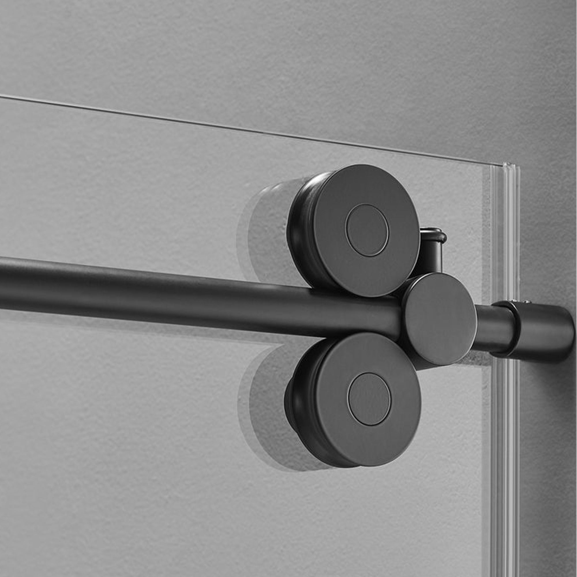 Serene Valley 48 x 74 Inch Big Roller Frameless Sliding Shower Door, Matte Black