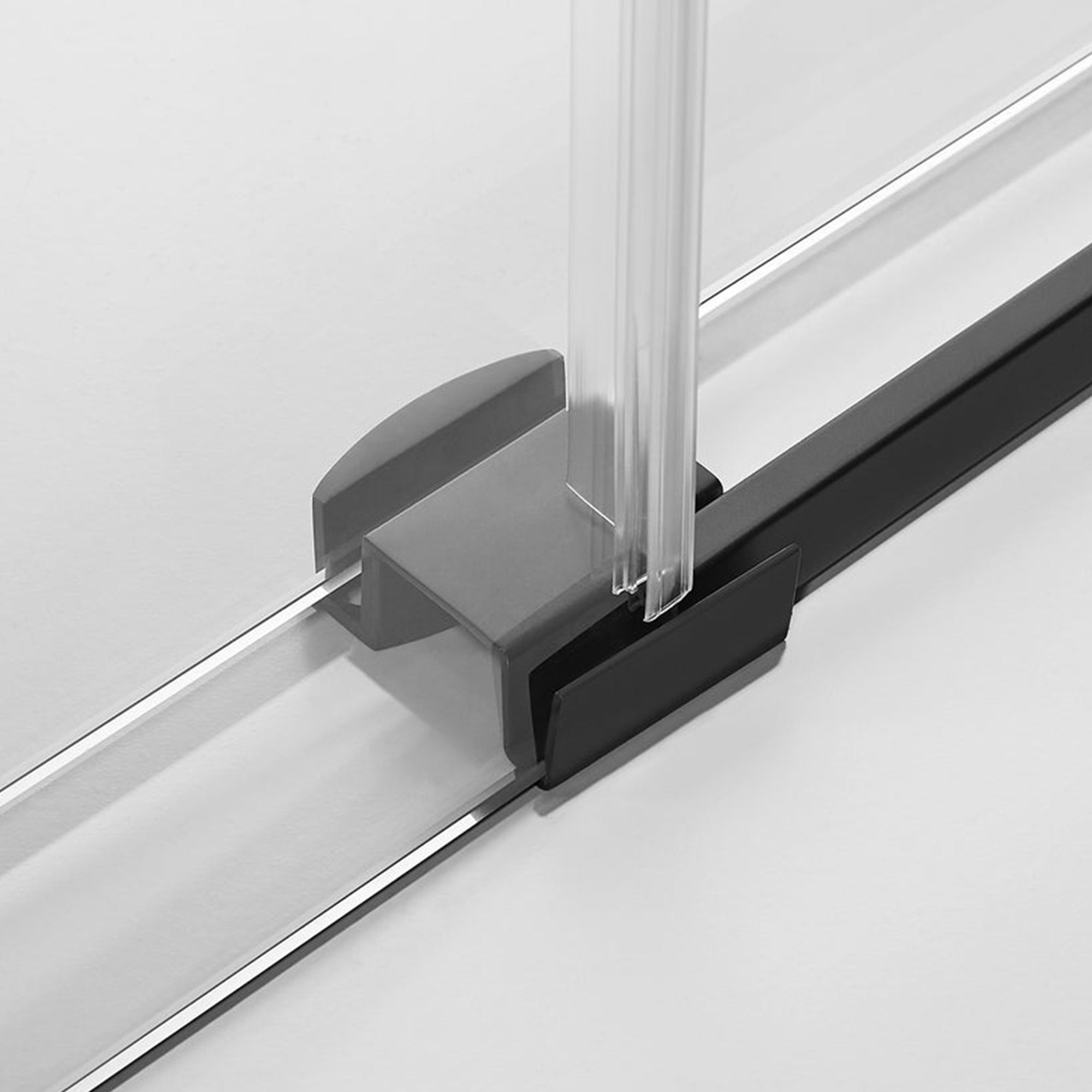 Serene Valley 48 x 74 Inch Big Roller Frameless Sliding Shower Door, Matte Black