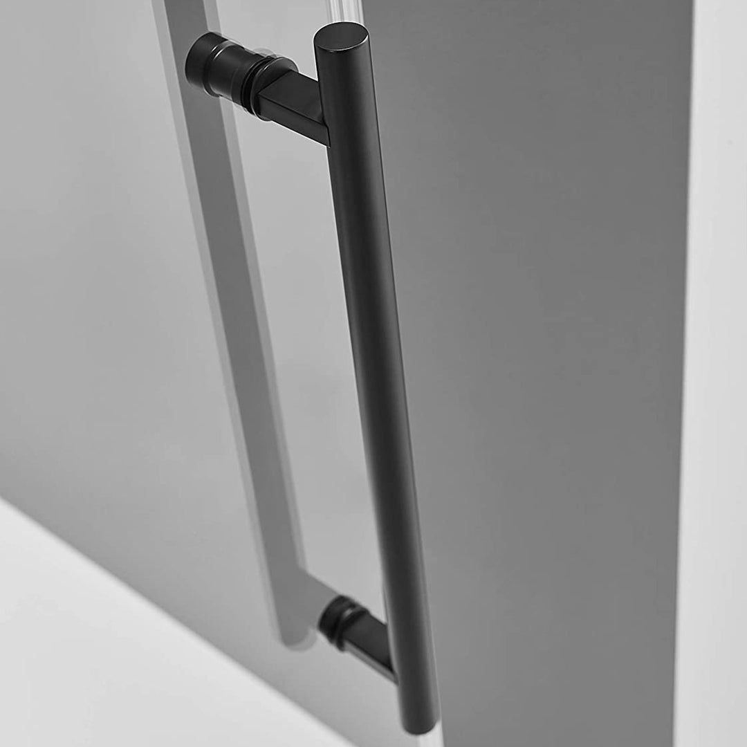 Serene Valley 56 x 74 Inch Big Roller Frameless Sliding Shower Door, Matte Black - VMInnovations